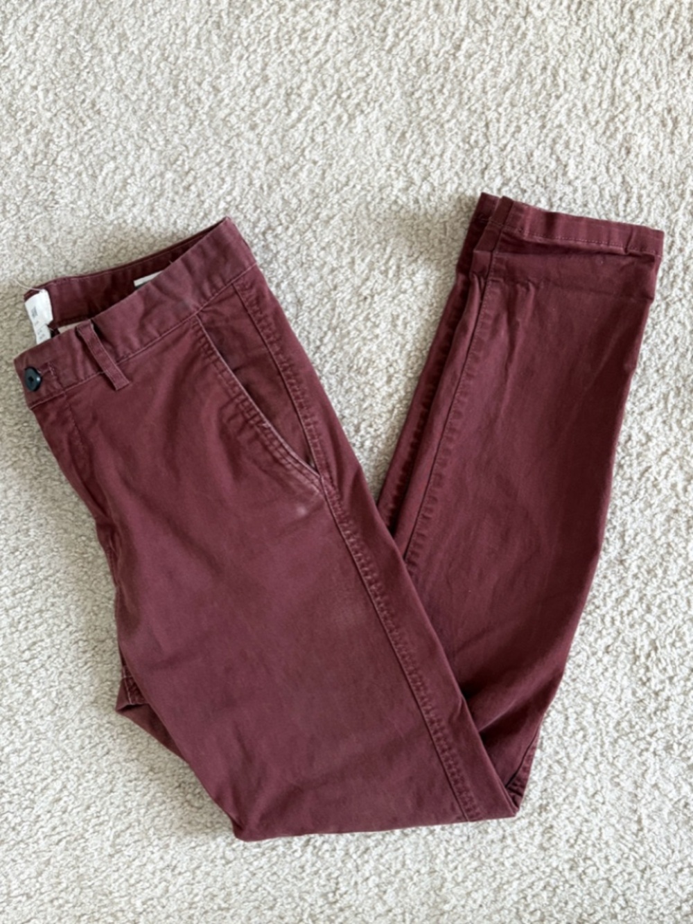 H&M Logg Men's Skinny Fit Stretch Chinos Burgundy Maroon Red Size 30
